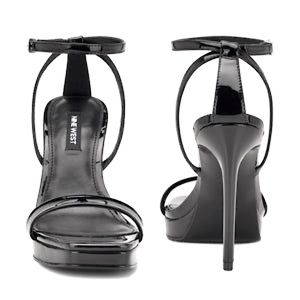 Nine West Black Patent Zadie Sandals, Women's Size 5.5.